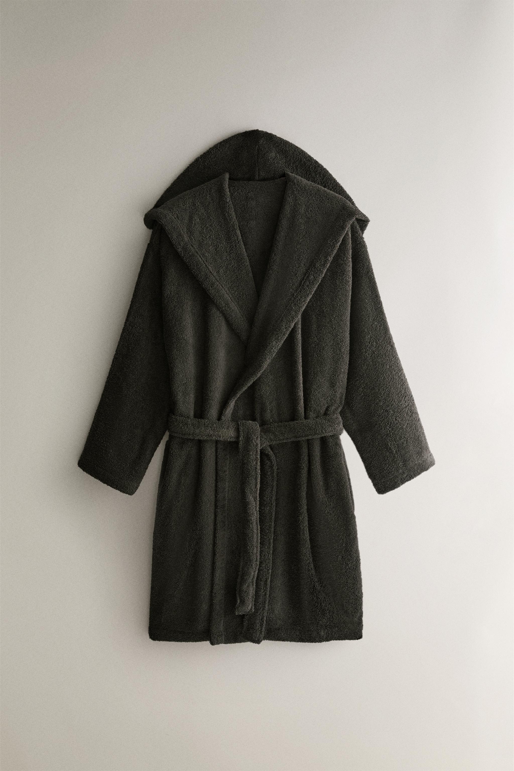 HOODED BATHROBE (360 GXM²) — Dark green