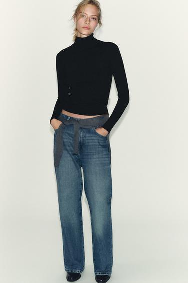 سترة محاكة بأزرار - أسود الخاص بـ Zara