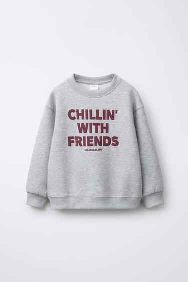 SUDADERA TEXTO RELIEVE - Gris vigoré de Zara