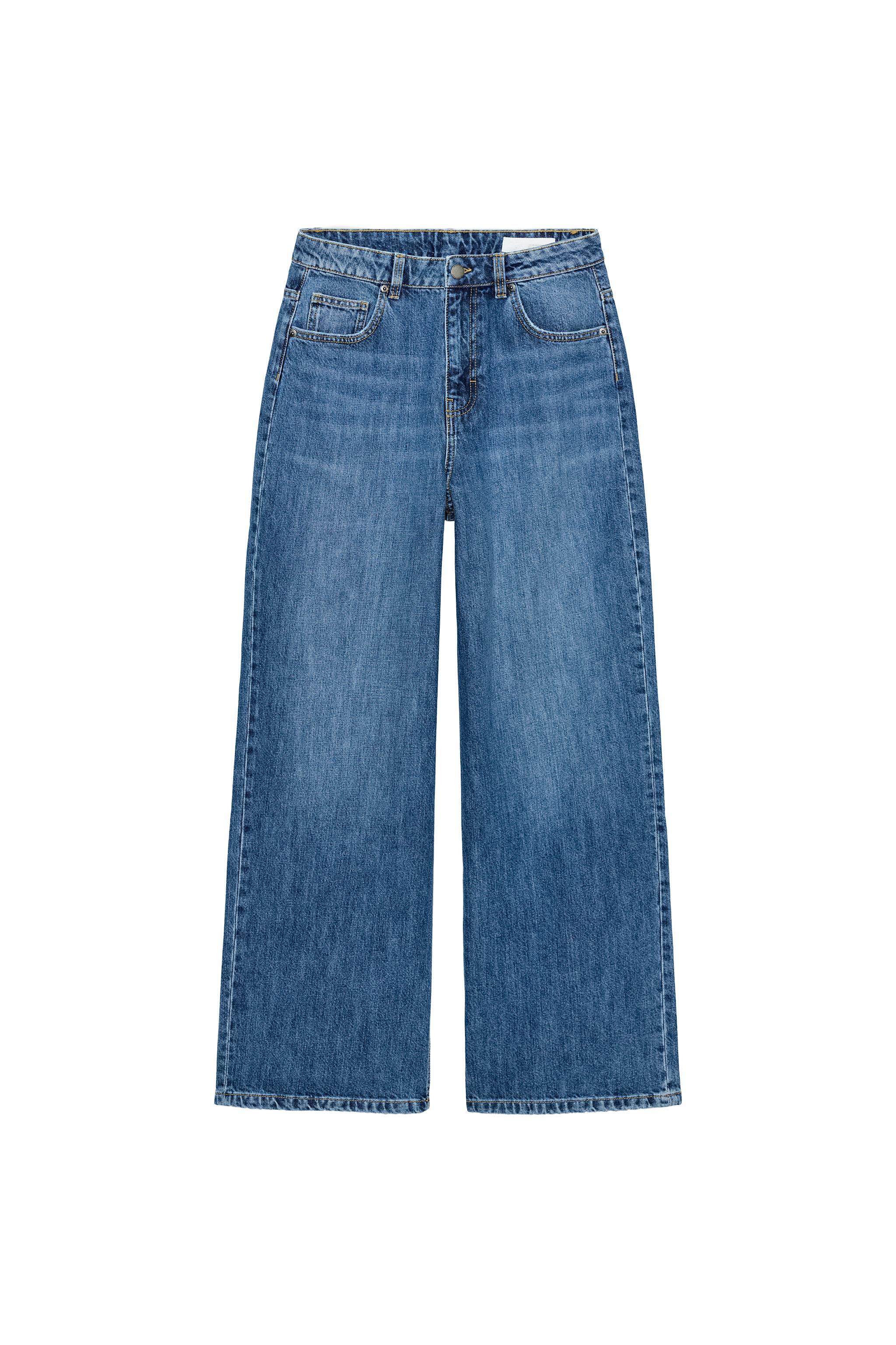 JEANS ZW COLLECTION PERNA LARGA CINTURA ALTA - Azul | ZARA Brasil