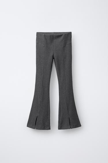 PLAIN RIBBED FLARE LEGGINGS - Grey marl by Zara