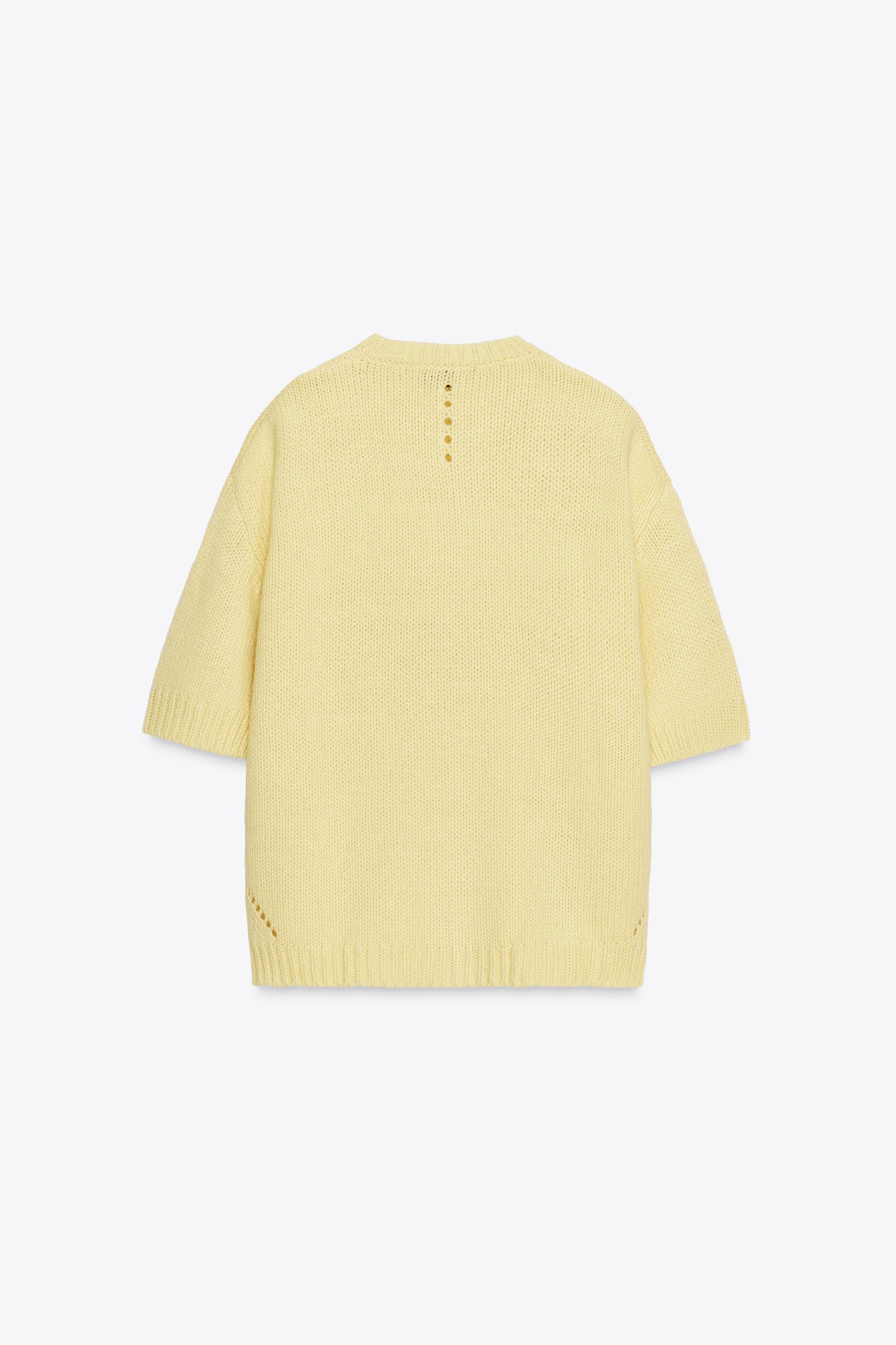 りえ OVERSIZED SHORT SLEEVE KNIT SWEATER - Gray marl | ZARA