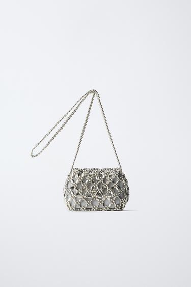 Zara BEADED BAG - Silver