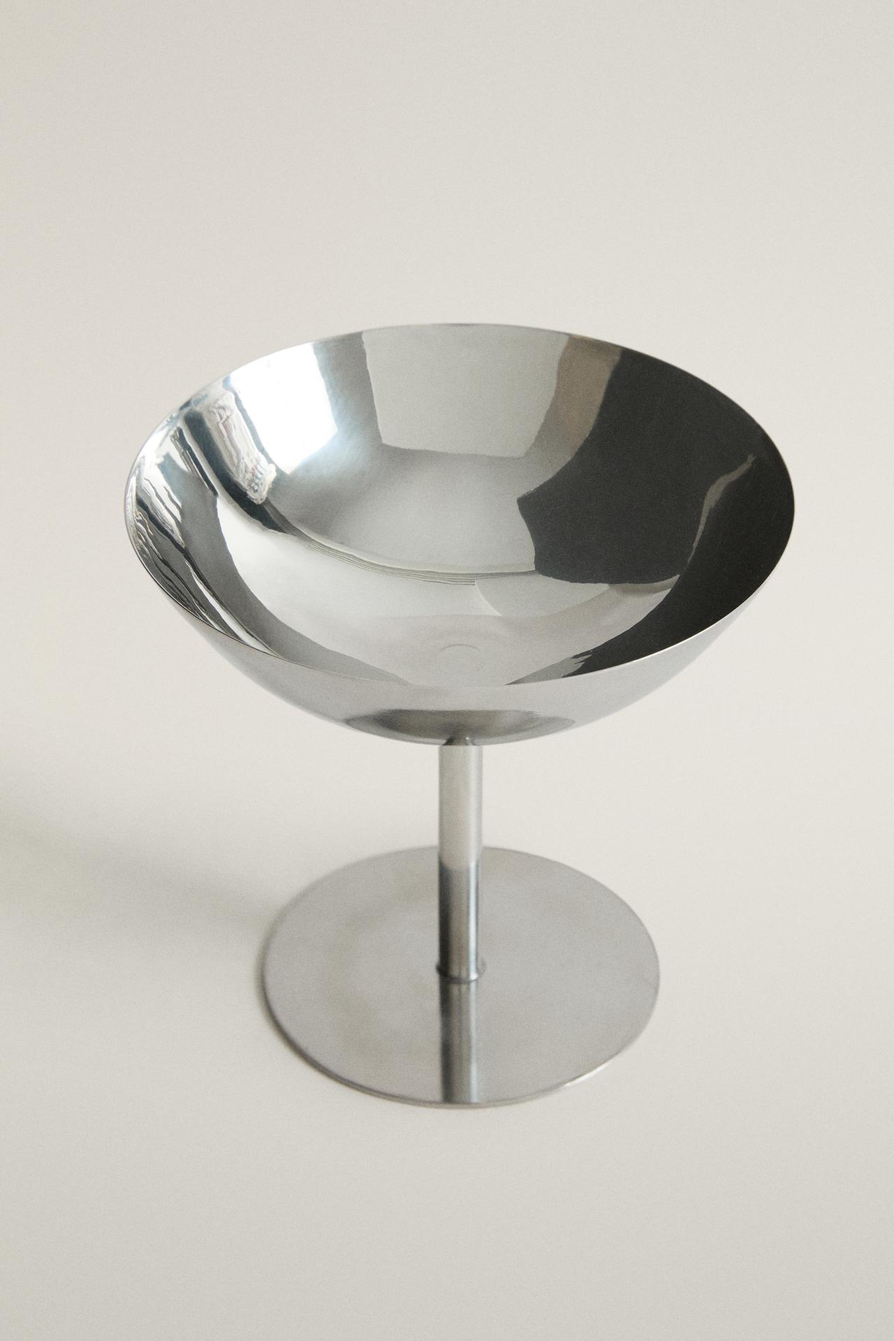 TALL STAINLESS STEEL ICE-CREAM CUP — Silver