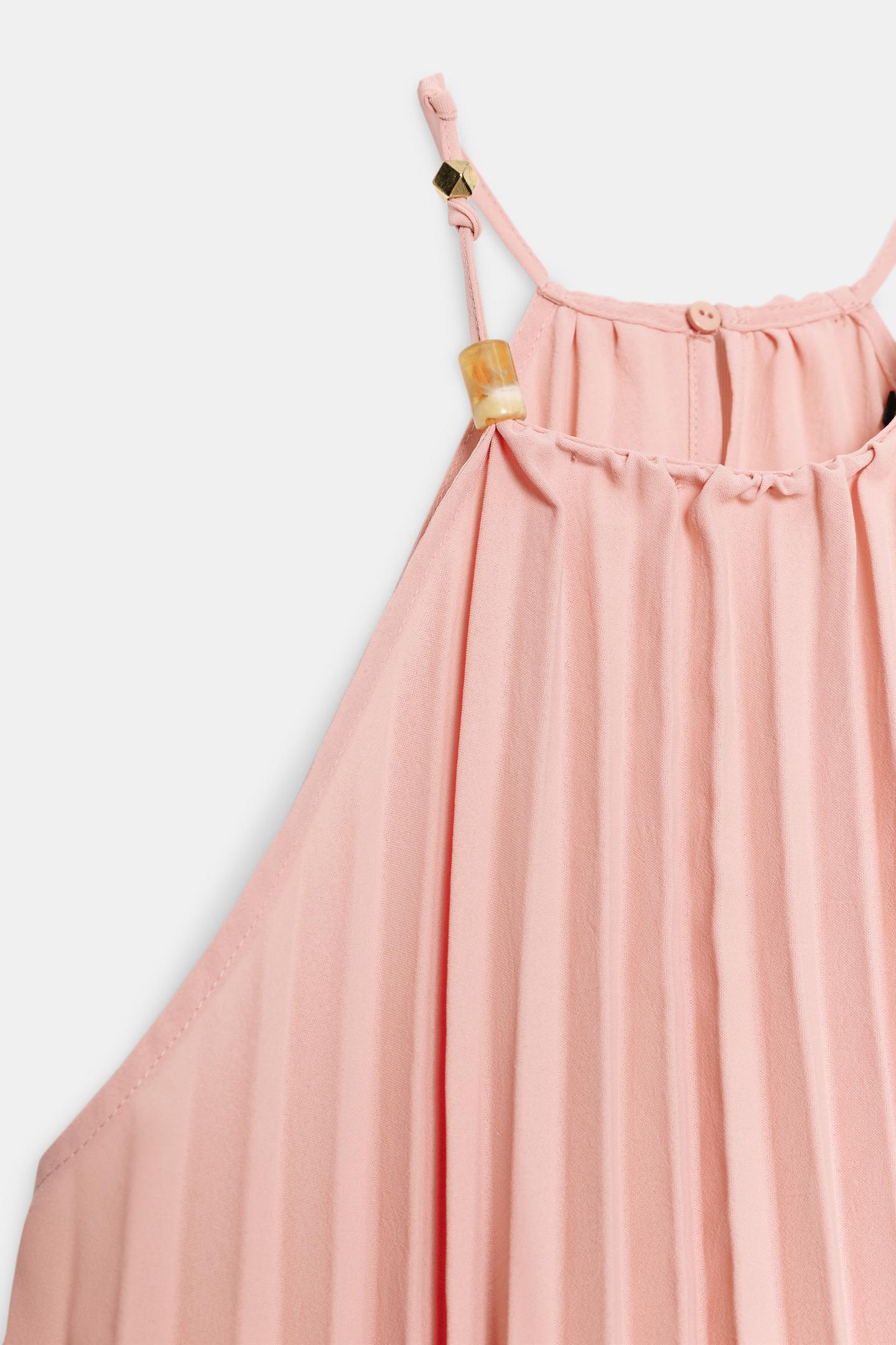 Женский топ Zara Pleated Beaded Halter Top, цвет: Бледный розовый — фото 8