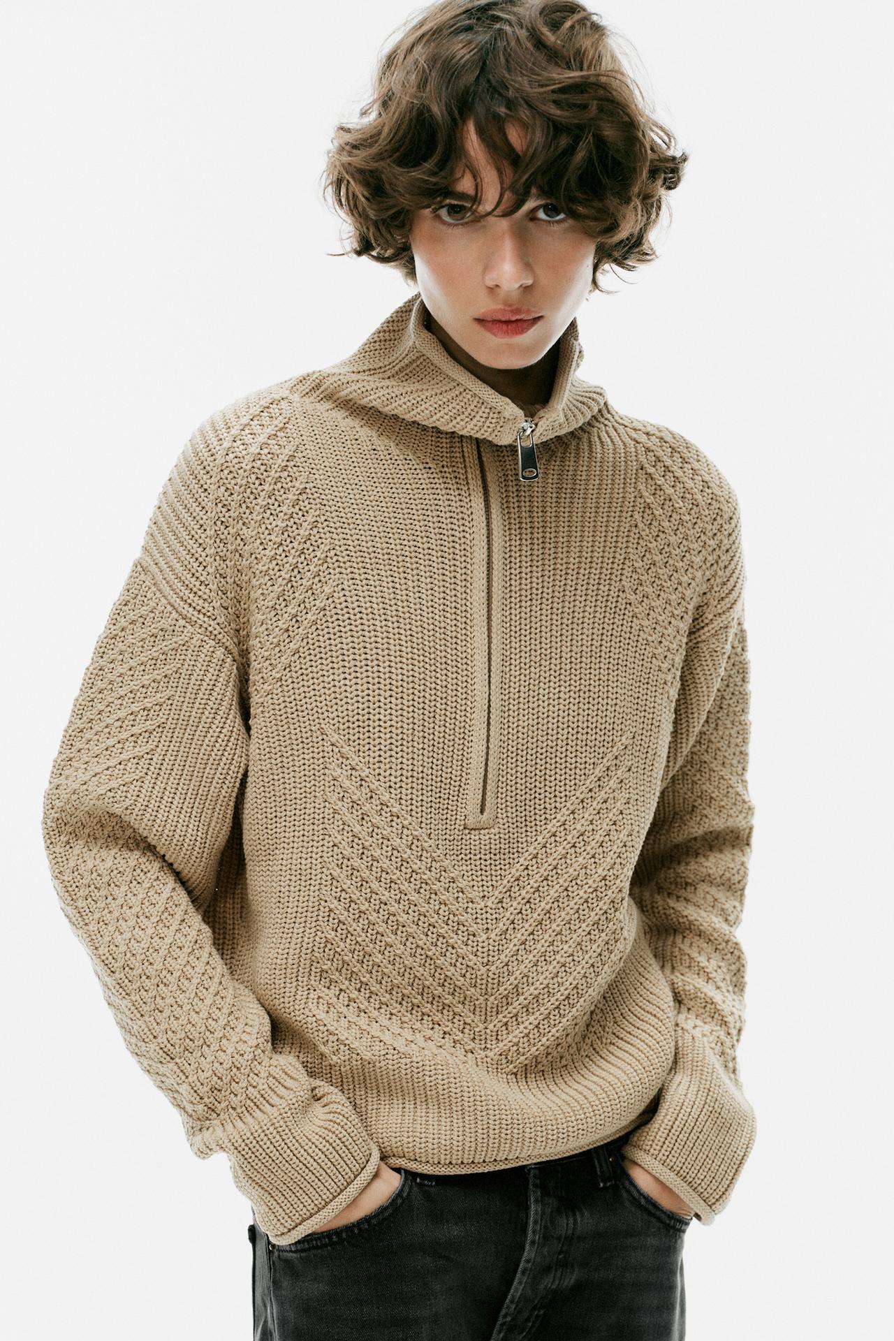 STRUCTURED KNIT SWEATER — Sand