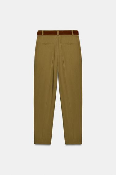 DARTED TROUSERS WITH BELT - Khaki by Zara - Image 8