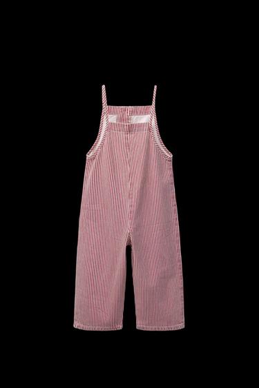 LANGE SERGE-LATZHOSE MIT STREIFEN - Weiß / Rot von Zara