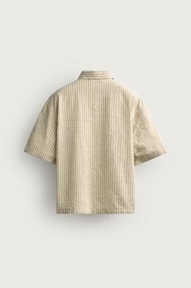 CHEMISE BOXY FIT À CARREAUX - Blanc / Vert de Zara - Image 8