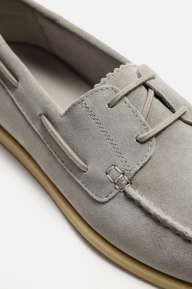 LEATHER DECK SHOES - Grey by Zara - Image 2