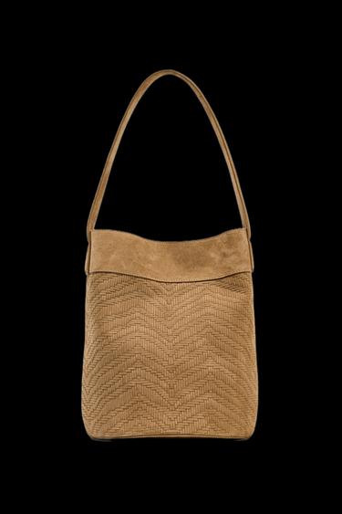 GROSSE BEUTELTASCHE AUS RAULEDER MIT ZOPFMUSTER - Braun von Zara - Bild 0