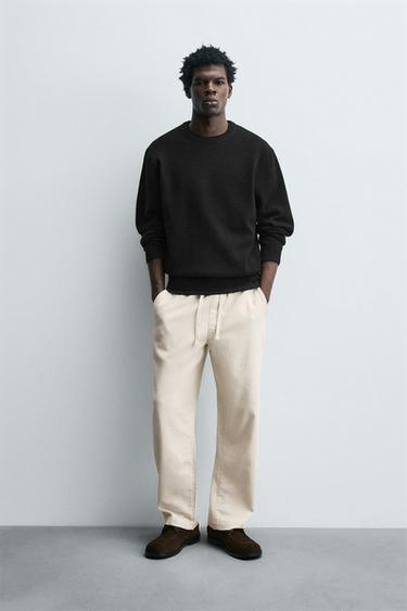 STRUCTURED JOGGER WAIST TROUSERS - Light beige by Zara - Image 0