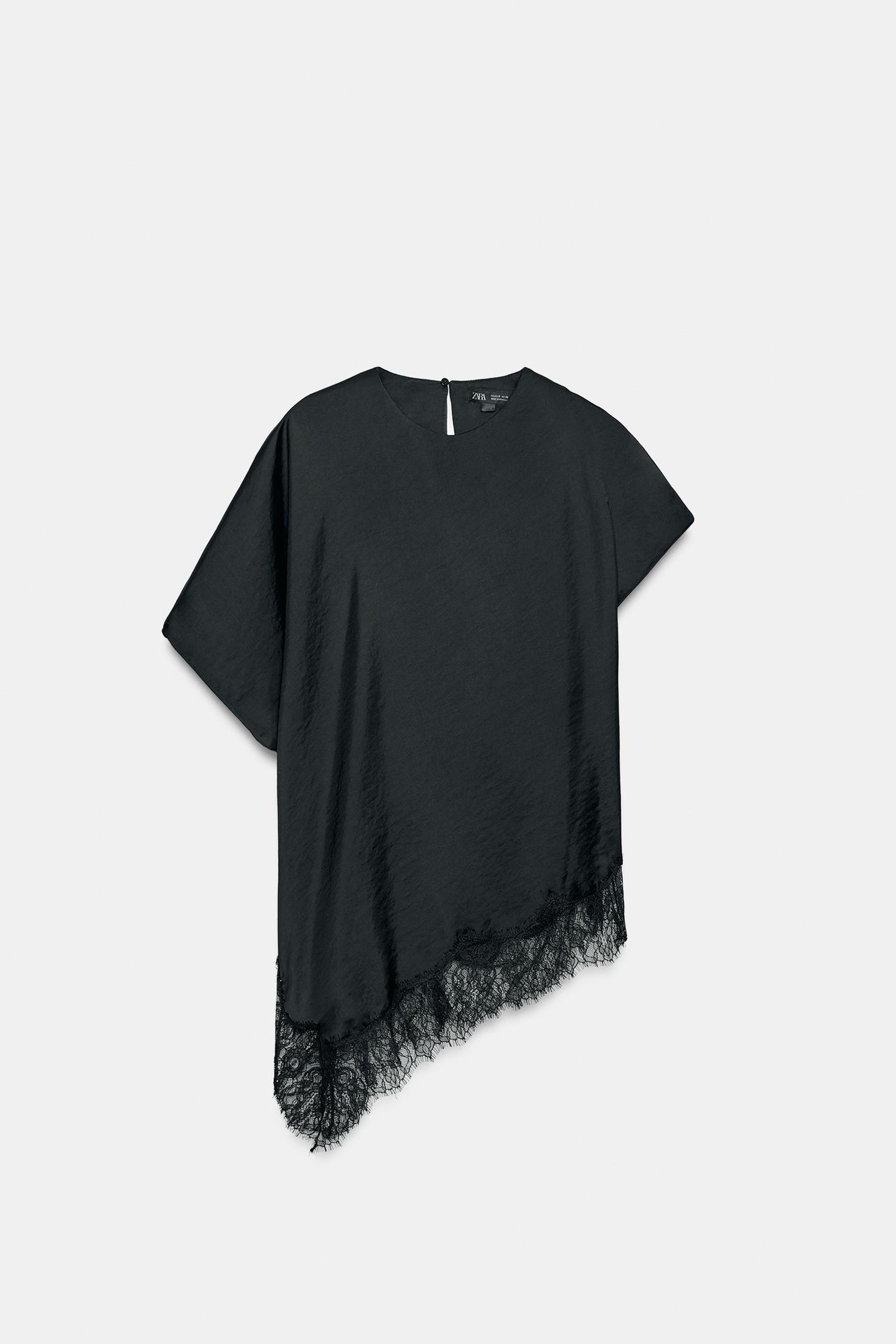 Женский топ Zara ZW Collection Lace, цвет: Чёрный — фото 6