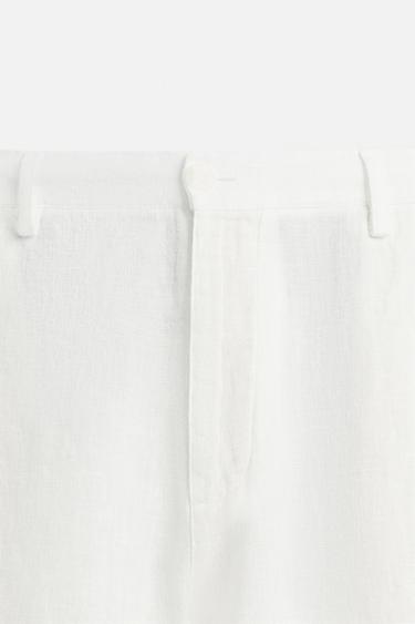 RELAXED FIT 100% LINEN TROUSERS - White by Zara - Image 7