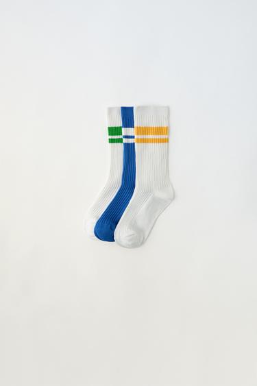 LOT DE TROIS PAIRES DE CHAUSSETTES DE SPORT - Blanc de Zara