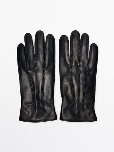 Guantes piel acabado napa - Negro de Zara