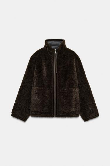 Zara ZW COLLECTION FAUX SHEARLING DOUBLE-FACED JACKET - Dark brown - Image 0