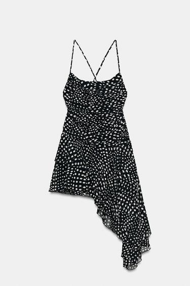 ROBE DRAPÉE À POIS - Noir / Écru de Zara - Image 2