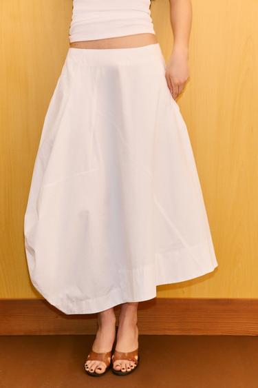 ASYMMETRIC BALLOON MIDI SKIRT - White by Zara - Image 1
