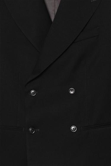 CROPPED FIT 100% WOOL SUIT BLAZER - Black by Zara - Image 4