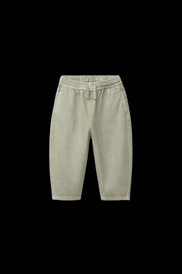 Zara WASHED EFFECT TWILL BALLOON PANTS - Light green - Image 0