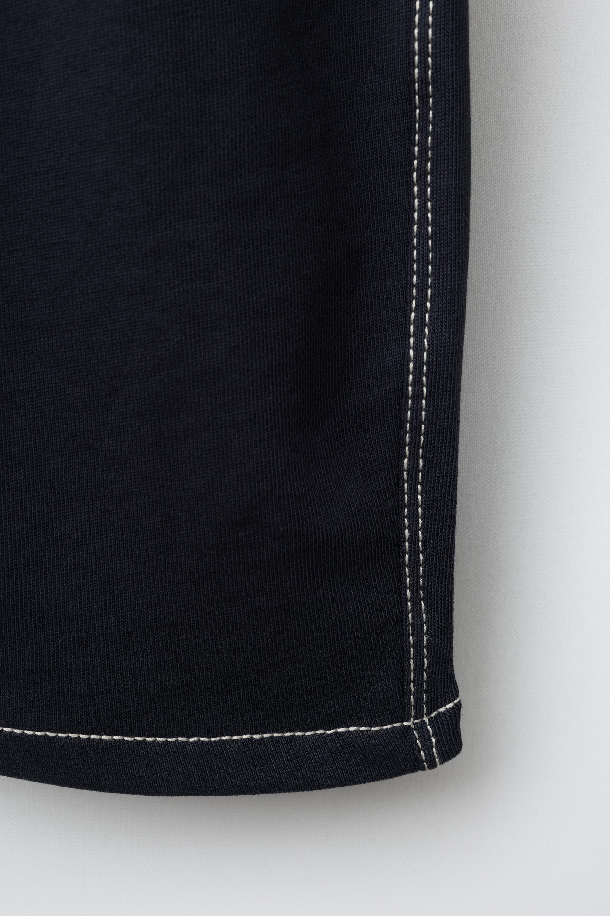 CONTRAST STITCHING FLEECE BAGGY PANTS