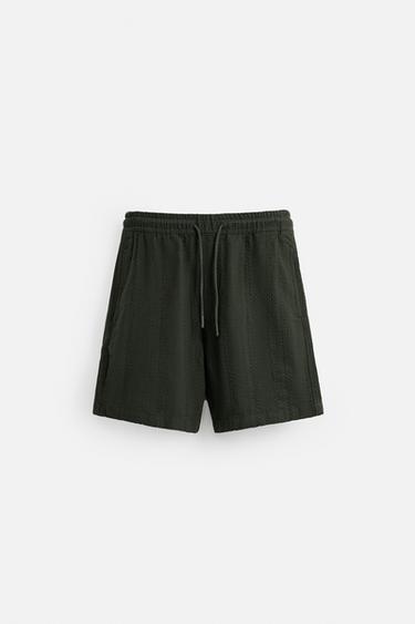 TEXTURED REGULAR FIT BERMUDA SHORTS - Green by Zara