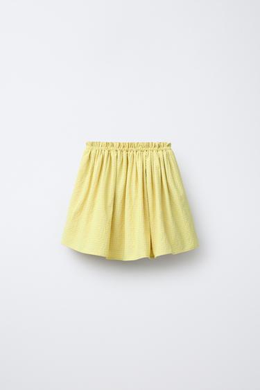 GINGHAM CHECK BERMUDA SKORT - Neon yellow by Zara - Image 1