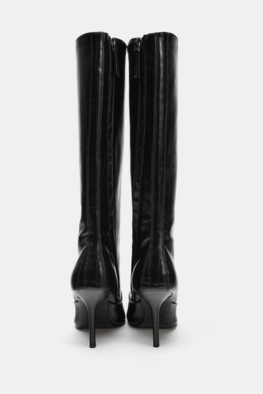 STIEFEL MIT ABSATZ UND GRAVUR - Schwarz von Zara