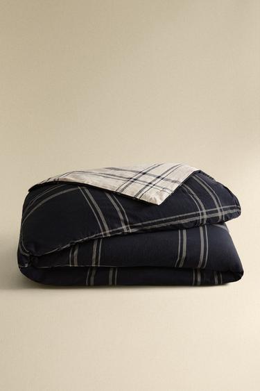 HOUSSE DE COUETTE À CARREAUX RÉVERSIBLE - Bleu de Zara - Image 4