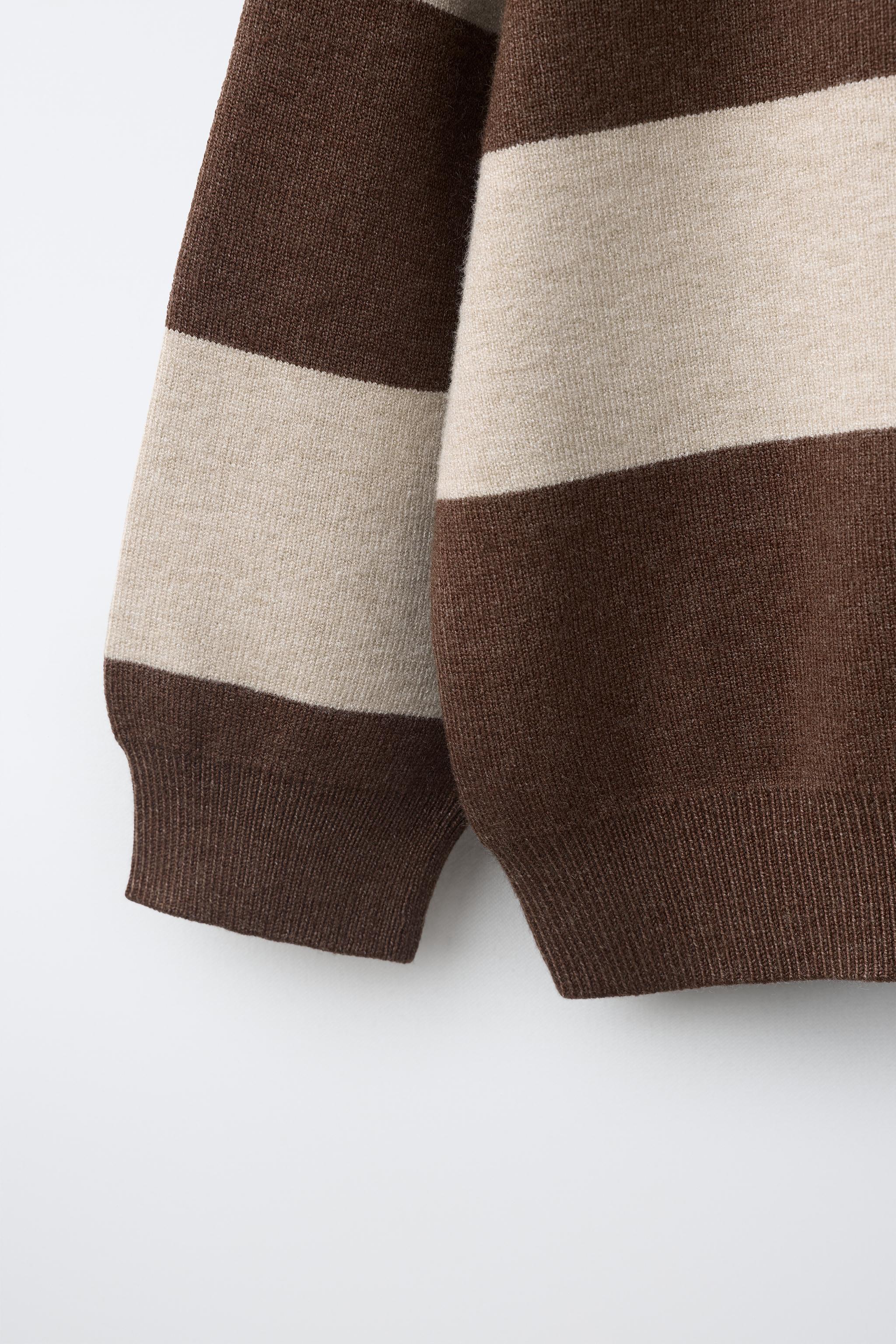 STRIPED KNIT POLO WITH BEAR PATCH