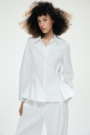 CAMISA POPELÍN PEPLUM ZW COLLECTION - Blanco de Zara