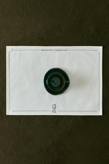 COTTON COFFEE WAITER PLACEMAT - Green by Zara