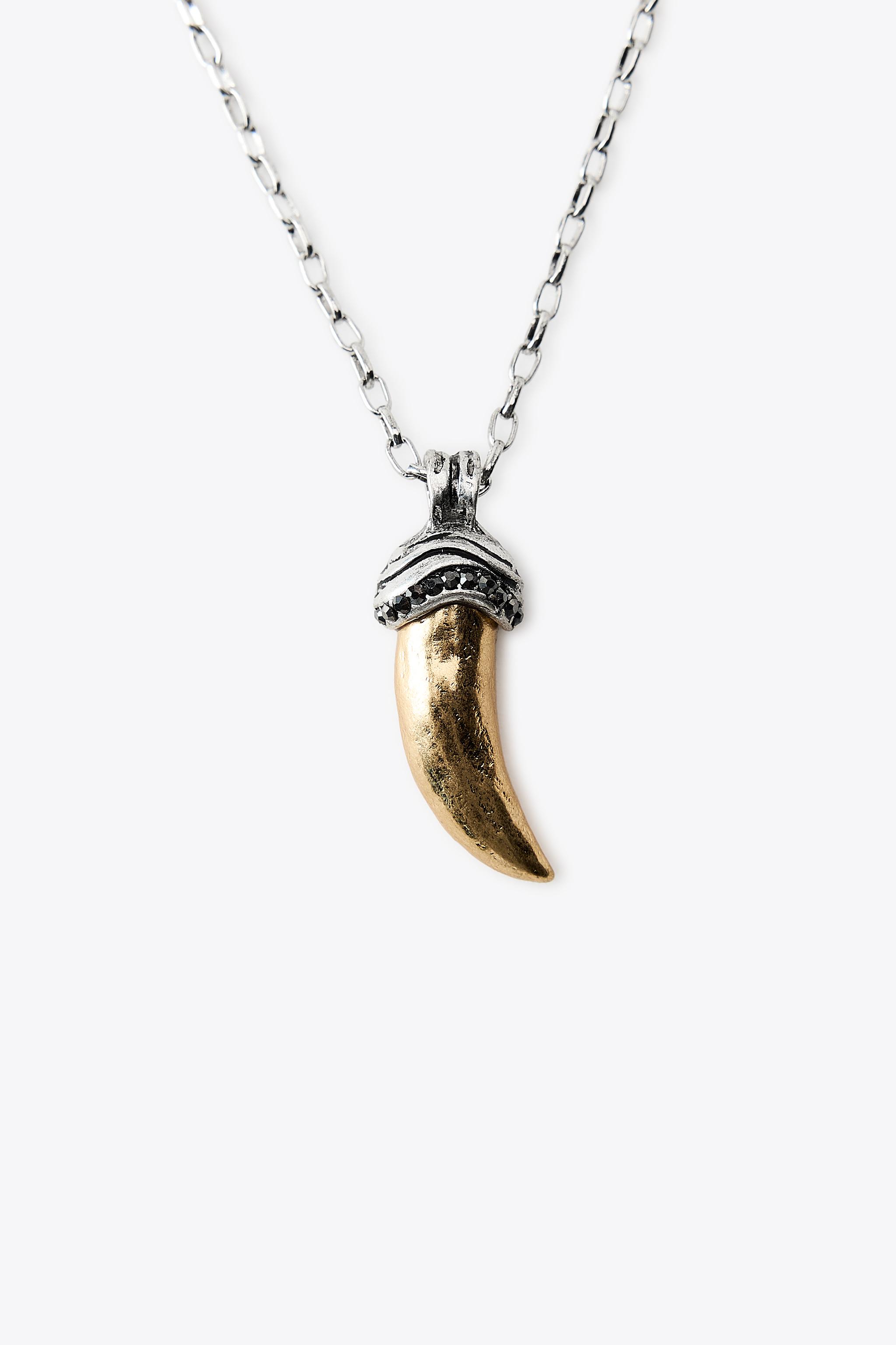 PACK OF 3 NECKLACES WITH HORN AND DIAMANTES - Golden | ZARA