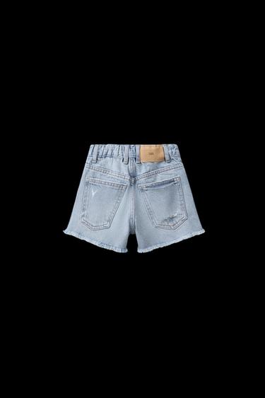 RIPPED DENIM BERMUDA SHORTS - Light blue by Zara