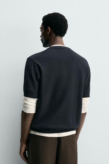 HAUT EN MAILLE À COL TUNISIEN - Bleu marine foncé de Zara - Image 2