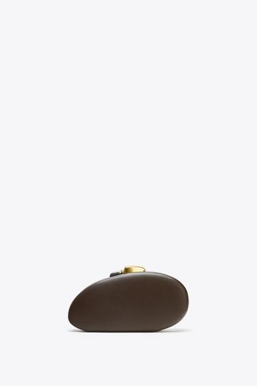 Zara METALLIC CLOSURE BOX BAG - Chocolate - Image 0