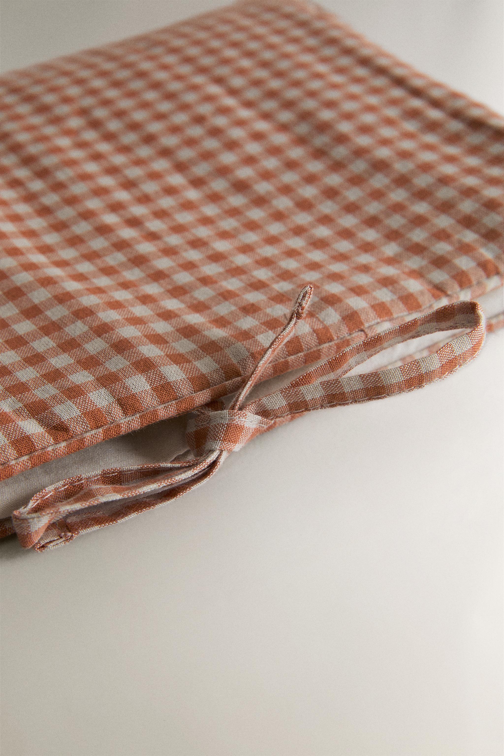 GINGHAM COTTON BABY WIPE HOLDER — Dark orange