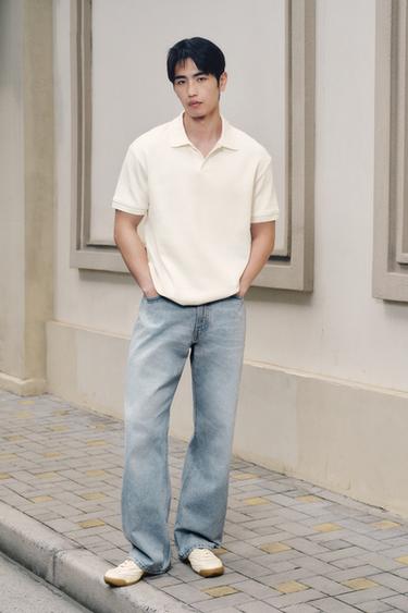 Zara 直紋 POLO 衫 - 磨白色