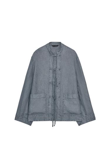 LINEN JACKET WITH TIES ZW COLLECTION