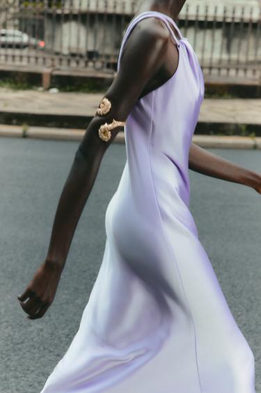 VESTIDO ASSIMÉTRICO ACETINADO - Lilás-claro da Zara