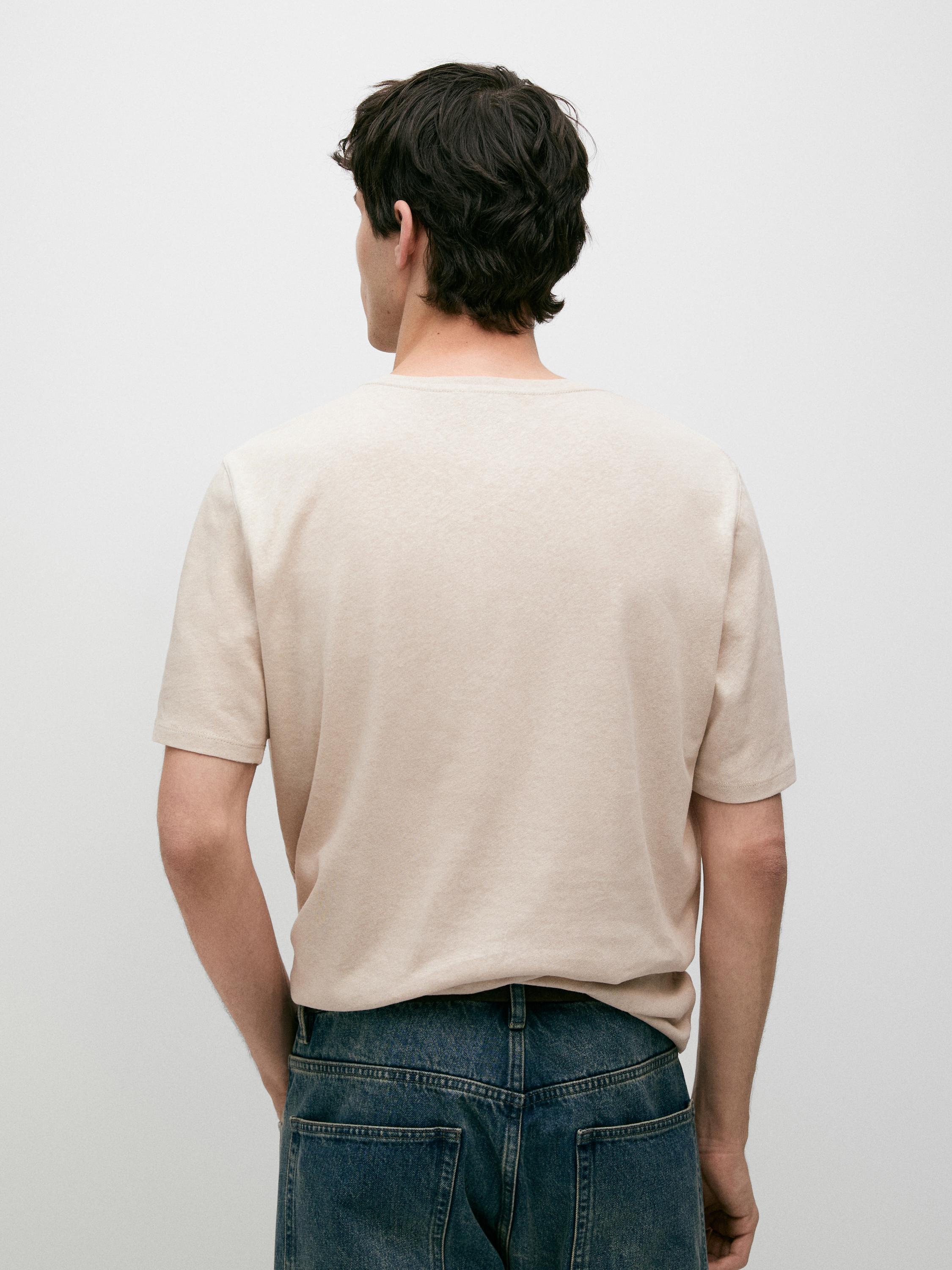 Short sleeve linen and cotton T-shirt