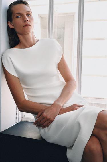 Zara ZW COLLECTION MIDI DRESS - Oyster-white