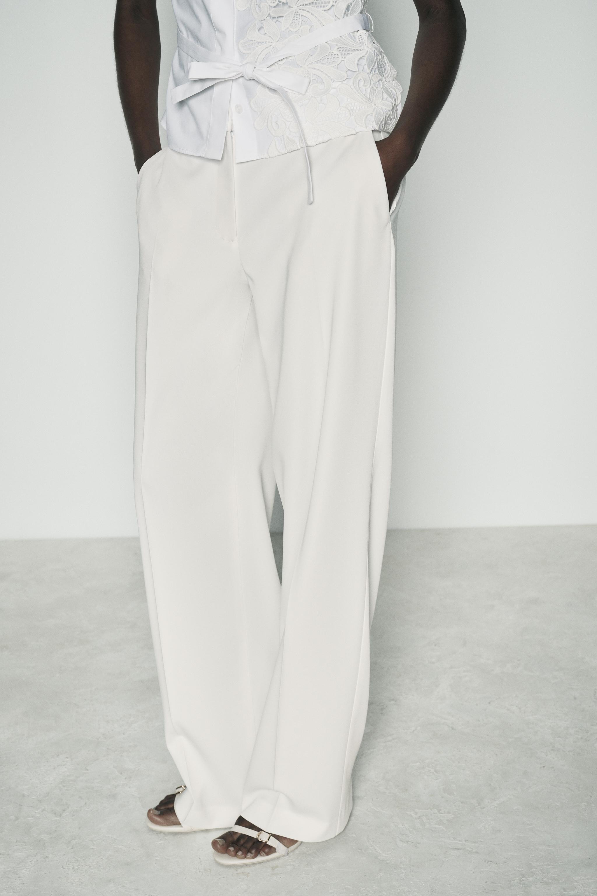 White high shops rise trousers