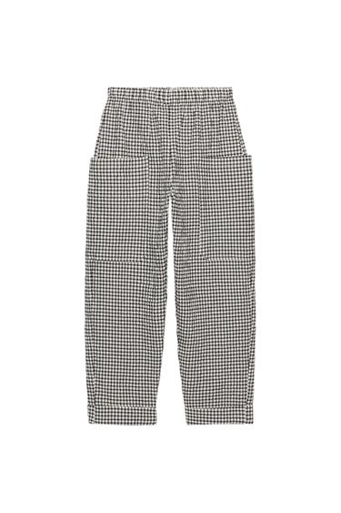 CHECK TROUSERS WITH ELASTIC WAIST