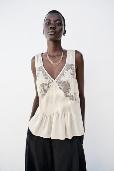 Zara TOP SA PERLICAMA – Ekru