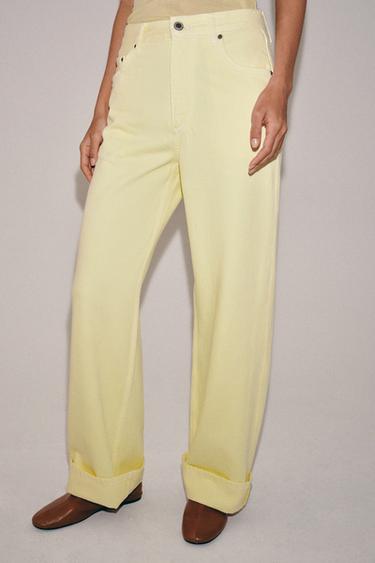 ZW COLLECTION MID-WAIST BAGGY JEANS - Yellow by Zara - Image 1