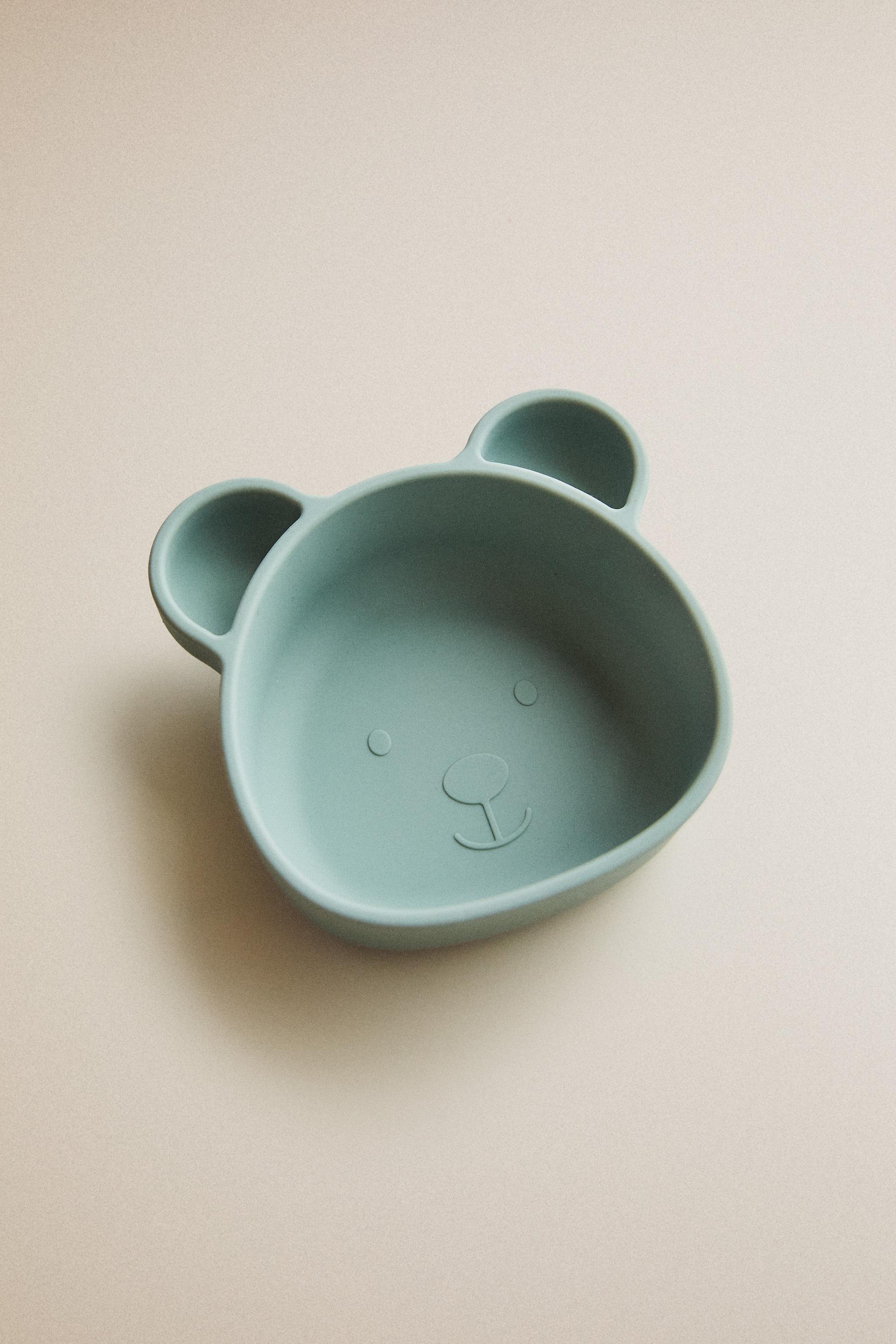 KIDS' BEAR SILICONE BOWL — Blue