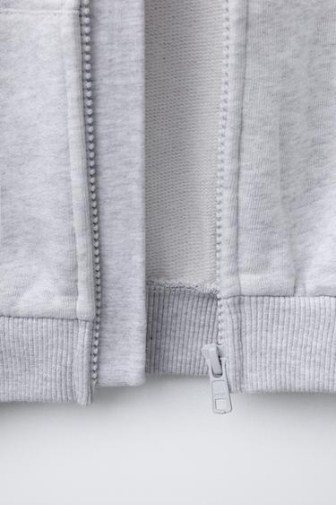 SWEAT ZIPPÉ À INSCRIPTION - Gris chiné de Zara - Image 3