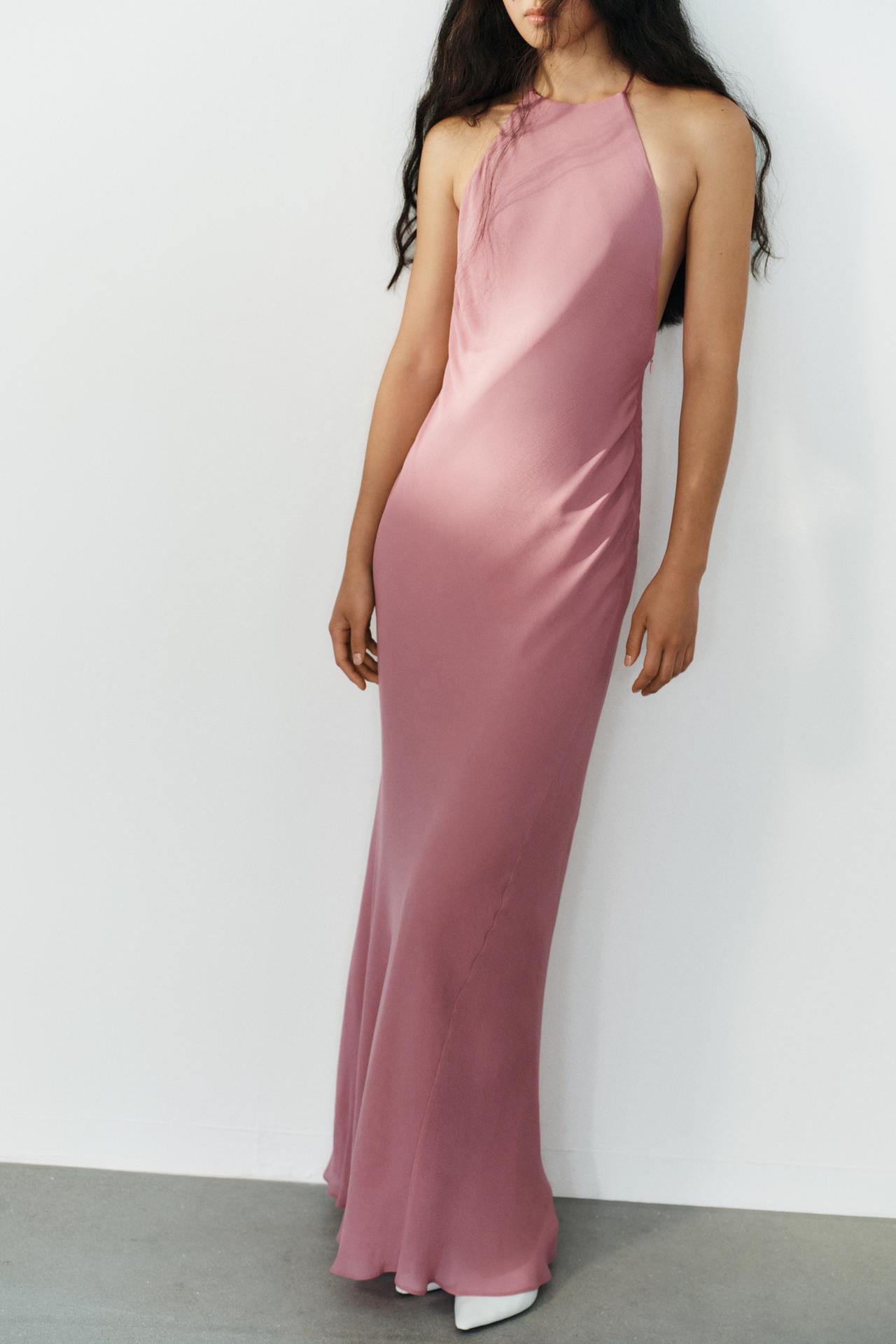 HALTER MAXI DRESS — Pink